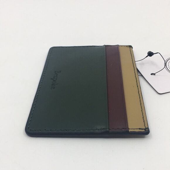 NWT Bespoke Unisex Dark Green Colorblock Leather Card Holder Wallet - Picture 9 of 15